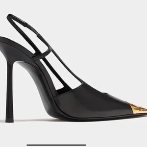 Modern high heels women’s shoes, size 7 NEW, black and gold, Vertundy brand